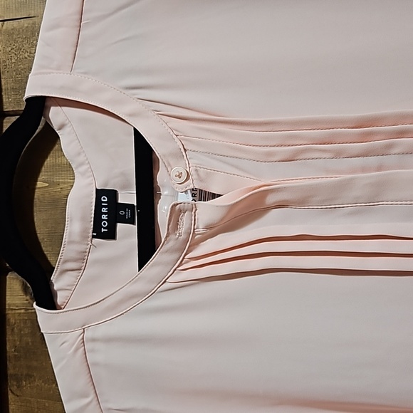 Torrid Pale Pink Georgette Pintuck Long Sleeve Flowy Blouse Size L/12 - Picture 3 of 14